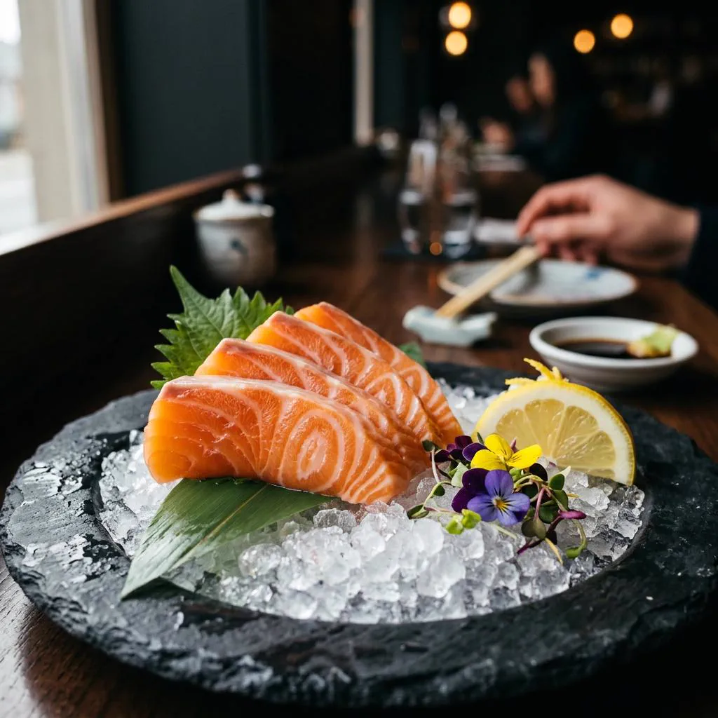 Sashimi de saumon frais
